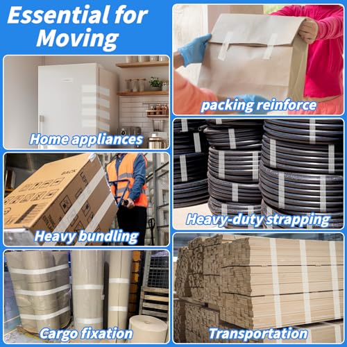 Oleitodh 16 Rolls Strapping Tape 1 Inch x 60 Yards 5.5 Mil Fiberglass Tape - size: 1in x 60Yds