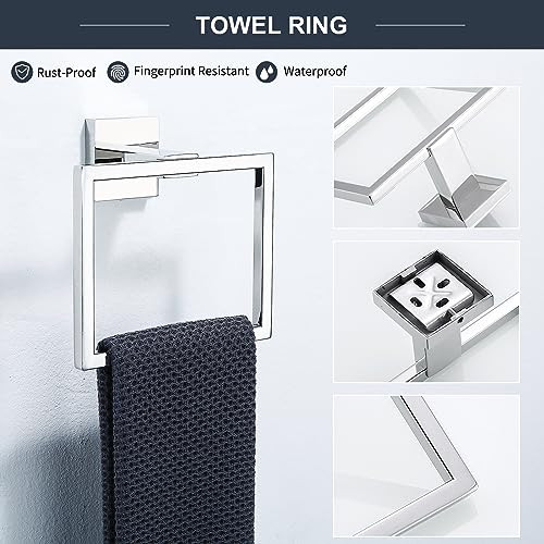TQKAG 6-Piece Towel Bar Set, 23.6" Bathroom Hardware Set, Polished Chrome - color: Polished Chrome, size: 6-Pieces Set-A