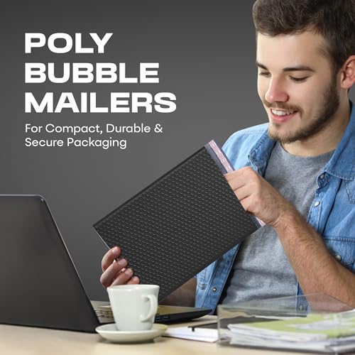 Jet Black Bubble Mailers 4x8, Poly Padded Envelopes #000, 500 Pack - color: Jet Black, size: 4"x8" / 500 Pack