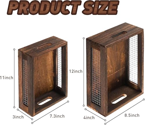Wooden Crates Storage Boxes Rectangular Wood Craft Basket