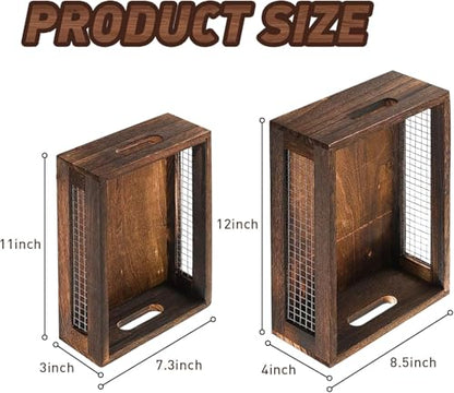 Wooden Crates Storage Boxes Rectangular Wood Craft Basket