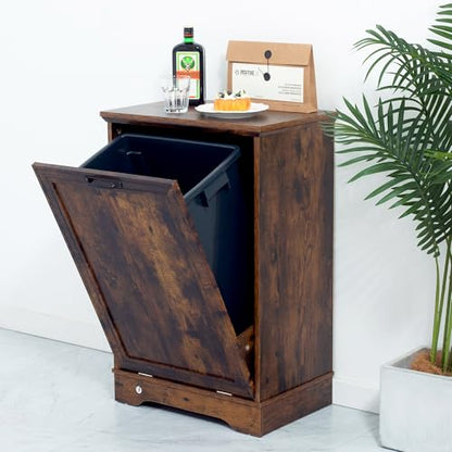 13 Gallons Tilt Out Trash Cabinet, Rustic Brown - color: Rustic Brown