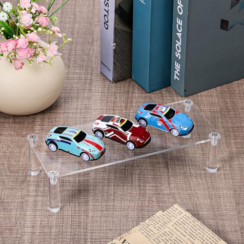 Acrylic Riser, Display Stand Clear Shelf 7.87x3.15x2 Inches Small Display Risers 1 Tier Rectangular Organizer Lightweight Tabletop Shelf for Cosmetic Products Tabletop Use and More