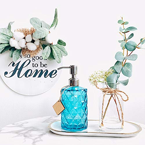 JASAI 12 Oz Diamond Design Soap Dispenser with Rust Proof Soap Pump - color: Blue