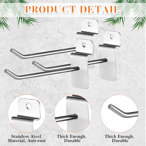 Tandefio 200 Pcs 6 Inch Slatwall Hooks Slatwall Accessories Panel Hooks Heavy Duty Metal Hanging Silver Commercial Peg for Garage Retail Display Organization - size: 6 Inch