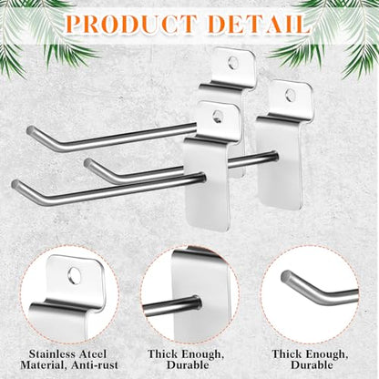 Tandefio 200 Pcs 6 Inch Slatwall Hooks Slatwall Accessories Panel Hooks Heavy Duty Metal Hanging Silver Commercial Peg for Garage Retail Display Organization - size: 6 Inch