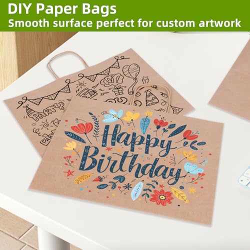 Johuivo Large Kraft Gift Bag, 50 Pcs Brown Paper Shopping Bags with Handles - color: Brown-Large-50Pcs