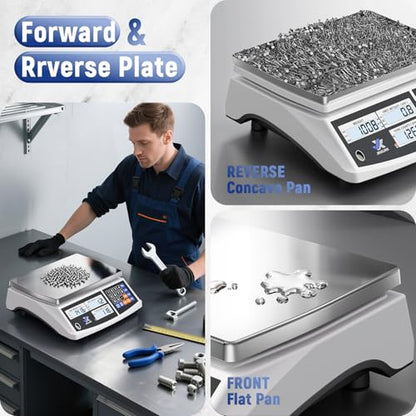 Industrial Counting Scale 66lb/30kg x 0.5g Digital Inventory Scale for Small Parts Coins Jewelry, lb/g/kg/oz Electronic Bench Scale Precision Gram Scale with LCD Backlight Display Batteries AC Adapter - style: 30kg x 0.5g
