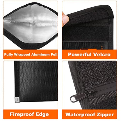 Small Fireproof Money Bag for Cash, Stealth Nesting 2-Pack - color: small-black+big-black