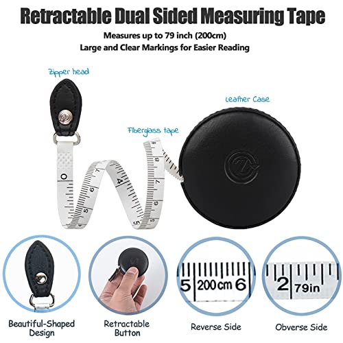 Tape Measure Body Measuring Tape 80inch/205cm Lock Pin Retract Tape Measure for Tailor Fitness Clothes Sewing Handcrafts Weight Loss Body Measurement - color: Black Black White 3 pack
