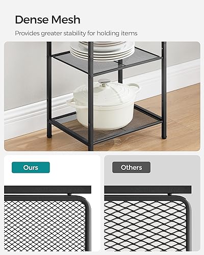 SONGMICS 6-Tier Storage Rack, Bathroom Shelf, Extendable Plant Stand - color: Black, size: 6 Tiers