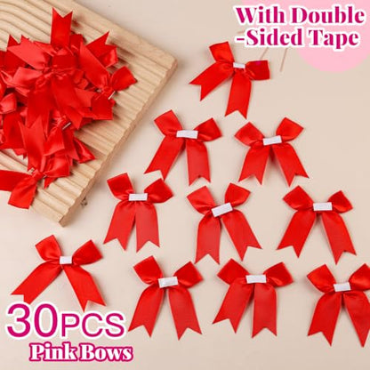 YGDZ Red Bows 3.3 Inch Self Adhesive Ribbon Satin Bow for Crafts, Gift Wrapping - color: Red