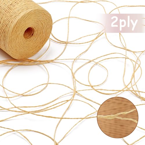 Raffia Yarn for Crochet Bags Raffia Ribbon for Gift Wrapping 2mm X 328 Yards Raffia String Paper Ribbon Yarn for Sun Hat Beach Bag Crochet Crafting DIY Crafts - color: G88 Royal Blue
