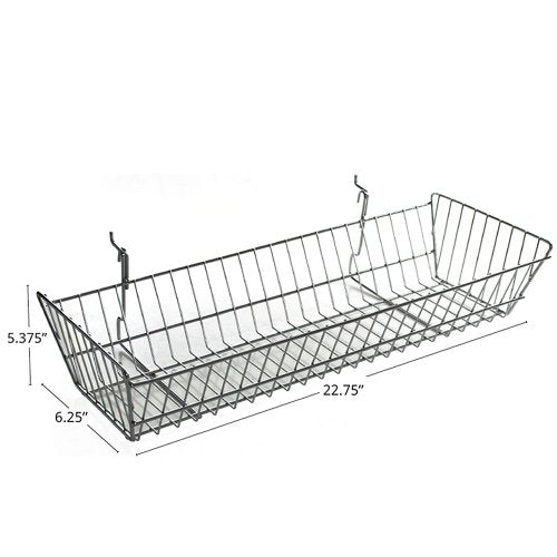 Azar Displays 300626-2pack Large Wire Basket, Chrome(Pack of 2) - size: 24.25"W x 10"D 5.375"H