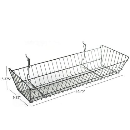 Azar Displays 300626-2pack Large Wire Basket, Chrome(Pack of 2) - size: 24.25"W x 10"D 5.375"H