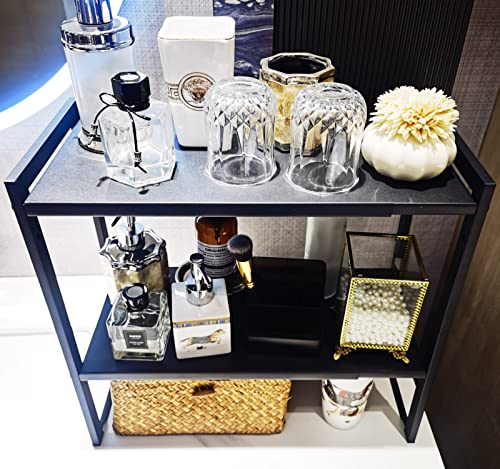 2 Tier Expandable Shelf 7.9"D Adjustable Countertop Riser Metal Black - color: Black, size: 7.9"D (normal) - 2 Tier