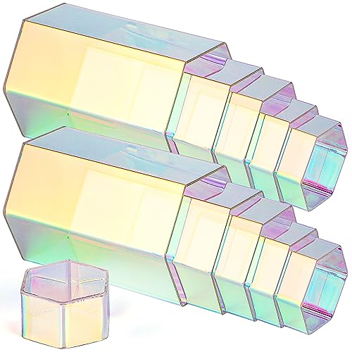 Jetec 12 Pcs Hexagonal Jewelry Display Risers Acrylic Stands,Rainbow Color - color: Rainbow Color