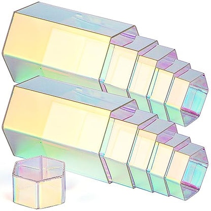 Jetec 12 Pcs Hexagonal Jewelry Display Risers Acrylic Stands,Rainbow Color - color: Rainbow Color