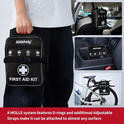 520 Pieces Premium First Aid Kit - Large Emergency Medical Kit (Black) - color: Black