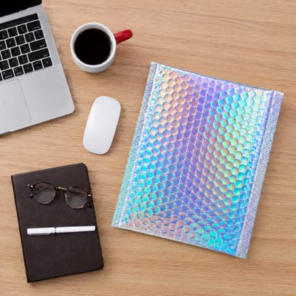 50Pack Bubble Mailers, Holographic Bubble Padded Envelopes, 3 Sizes