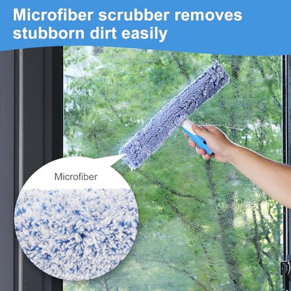 Mitclear Window Cleaning Kit 14IN Squeegee & Scrubber for Shower Glass Car - size: 14 IN