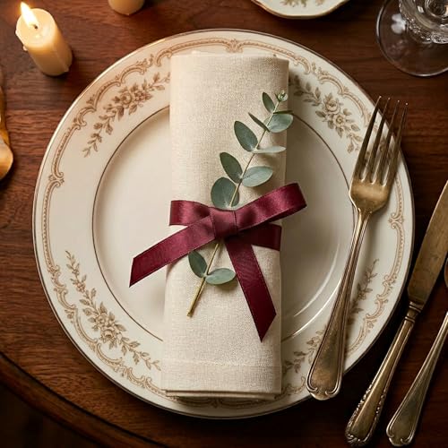 WineRed Ribbon 3/8 Inch 25 Yards, Smooth Continuous Ribbon for DIY Crafts, Gift Wrapping, Wedding Bows & Floral Design - color: wineRed