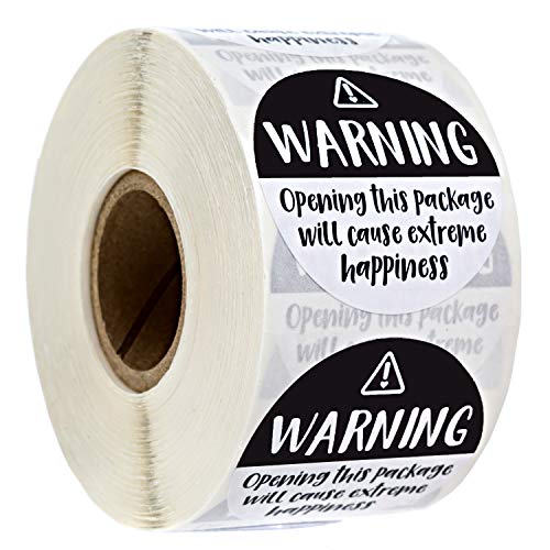 Black and White Adorable Warning Extreme Happiness Labels / 500 Cute Small Business Package Stickers / 1.5" Labels Adorable Happy Mail Envelope Seals/Made in The USA - color: Adorable Warning: Extreme Happiness Labels