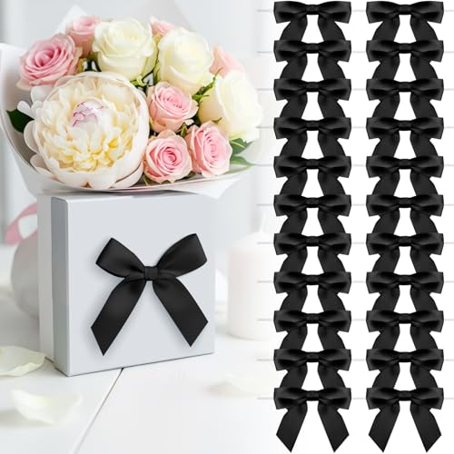 3.5" Black Satin Ribbon Bows (50 Packs) - color: Black, size: 3.5 Inch - 50pcs