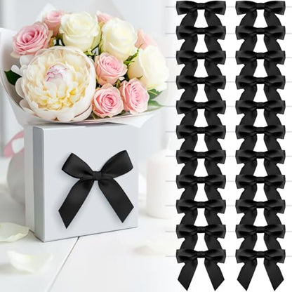 3.5" Black Satin Ribbon Bows (50 Packs) - color: Black, size: 3.5 Inch - 50pcs
