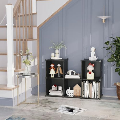 C&AHOME 6-Cube Storage Organizer Cube Shelf Closet Storage Bookcase, Black - color: Black