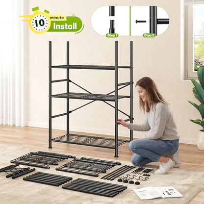 DurayLoly 4-Tier Heavy Duty Metal Shelving with Hooks, 880 lbs, for Kitchen - size: 30" W x 12" D x 60" H (4T)