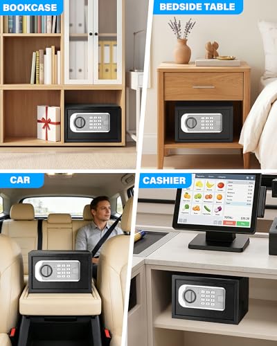 [UPGRADED] Small Safes for Home Dorm, 0.30 Cuft Mini Safe Box - size: 0.3 Cuft