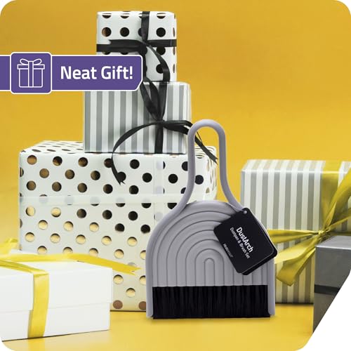 Peleg Design DustArch - Mini Dustpan and Brush Set, Small Dustpan and Broom with Modern Charm, Handheld Broom and Dustpan Set for Home, Office & Travel - color: Dustarch - Grey