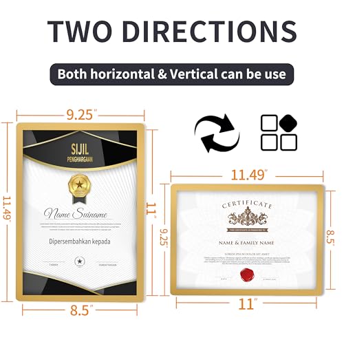 Wall-Mounted Sign Holder 8.5x11, Self-Adhesive Horizontal and Vertical - color: Gold