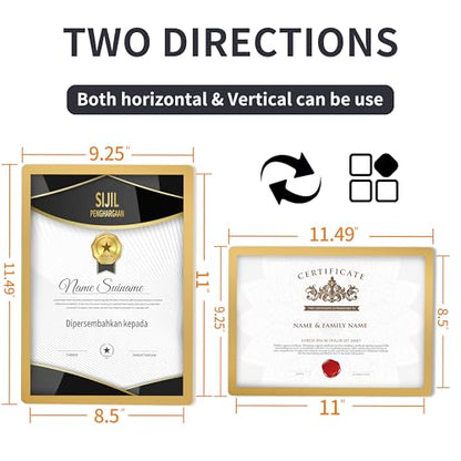Wall-Mounted Sign Holder 8.5x11, Self-Adhesive Horizontal and Vertical - color: Gold