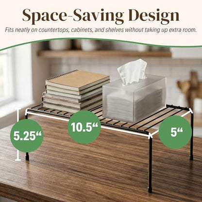 Evelots Wire Shelf Organizer Set, Metal Cabinet Shelf Risers, 2-Pack, Black - color: Black - Regular, size: Set of 2
