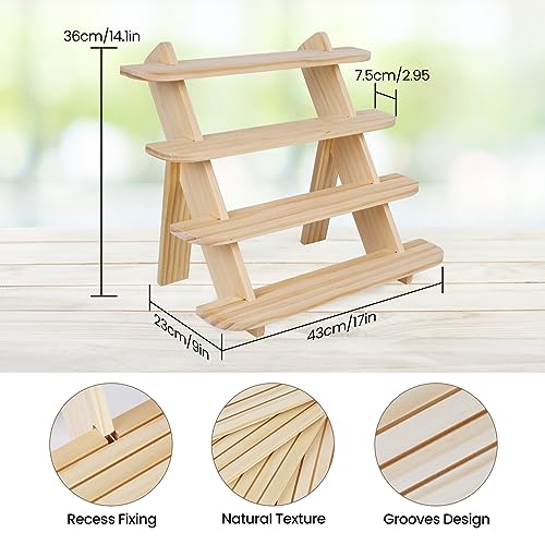 Wooden Display Stand, Tiered Cupcake Stand, 4 Tier Display Stand Riser - color: F-Natural