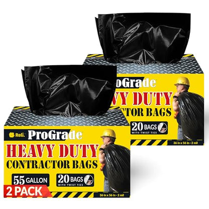 Reli. Contractor Garbage Bags 55 Gallon | Heavy Duty