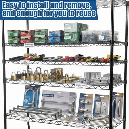 Fulmoon 60 Pcs Wire Shelf Label Holders, Adjustable Clear Plastic Rack Label Clips for 1-1/4in Shelves, 3 Viewing Angles, Retail Warehouses Metro Shelving