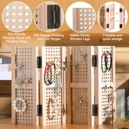 GlikCeil Peg Board Standing Display for Vendors with 20 Hook Wood Pegboard