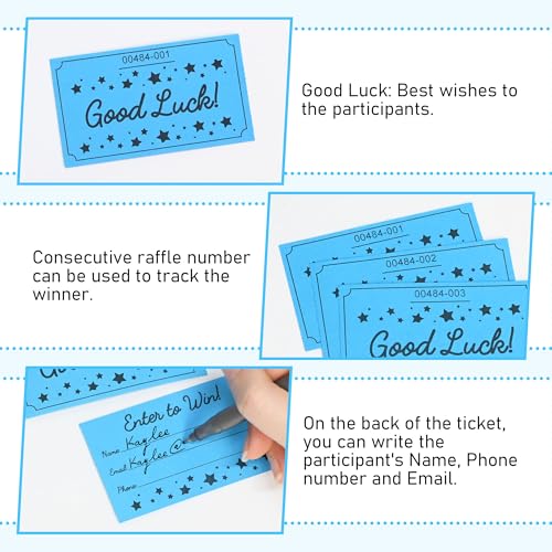 ESSENTIAL 500 Raffle Tickets, Good Luck Raffle Cards - color: Blue, size: 3.5"x2"