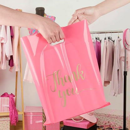 ZORRITA Thank You Bags for Small Business, 100 Pack, 12 x 15 Inch - color: Pink, style: 12 × 15 Inch