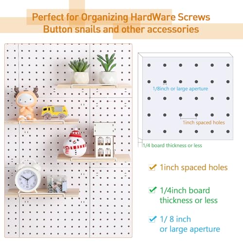 Wonderjune 4 Pcs Wooden Pegboard Shelves, Brown, 9.84 x 5 Inch - color: Brown, size: 9.84 x 5 Inch