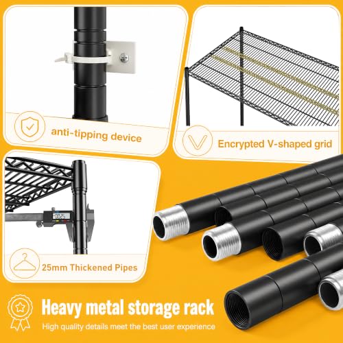 REIBII 3-Tier Heavy Duty Metal Shelving Unit，Garage Shelving with Wheels - size: 59''W X 24'' D X 58'' H
