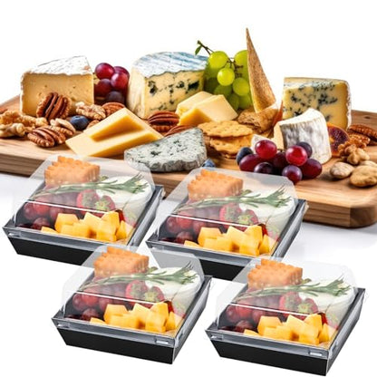 Ocmoiy Charcuterie Boxes with Clear Lids, 5 Inches, 50 Pack, Black - color: Black