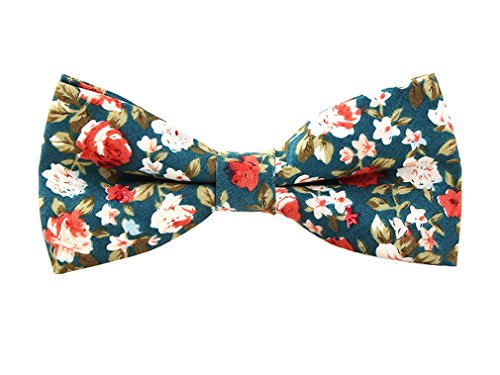 LEVAO Men's Cotton Floral Printing Bow Tie - color: Cb055