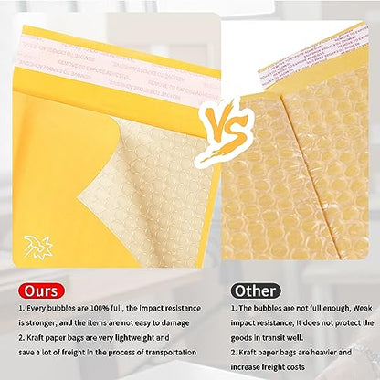 Kraft Bubble Mailers 6x10 Inch 100Pack Yellow Self-Seal Padded Envelopes Bubble Opaque Padded Mailers Shipping Bags for Small Businesses to Package and Mail Jewelry, Electronic Products - size: 6x9-100Pc