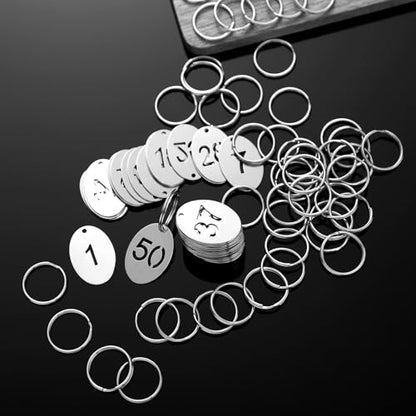 Yaocom 50 Pcs Hollowed Stainless Steel Number Tags,Oval, 1-50 - style: Oval, 1-50