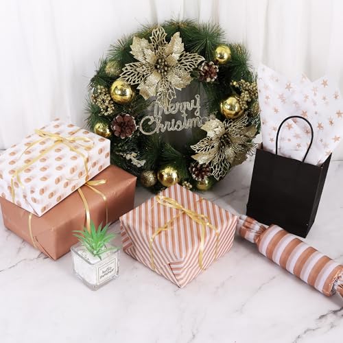 BEISHIDA 100 Sheets Rose Gold White Tissue Paper Bulk for Gift Wrapping Bag - color: rosegold