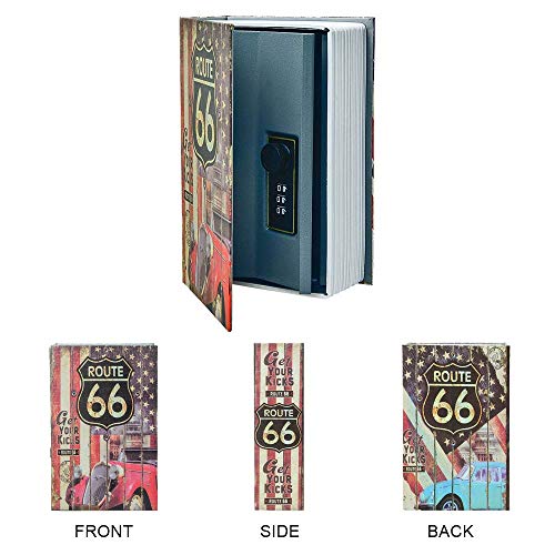 Small Sized Diversion Book Safe Storage Box, Dictionary Secret Safe Can with Security Combination Lock/Key, Diversion Book Hidden Safe (Combination, 66 Route) - style: 66 Route-Combination